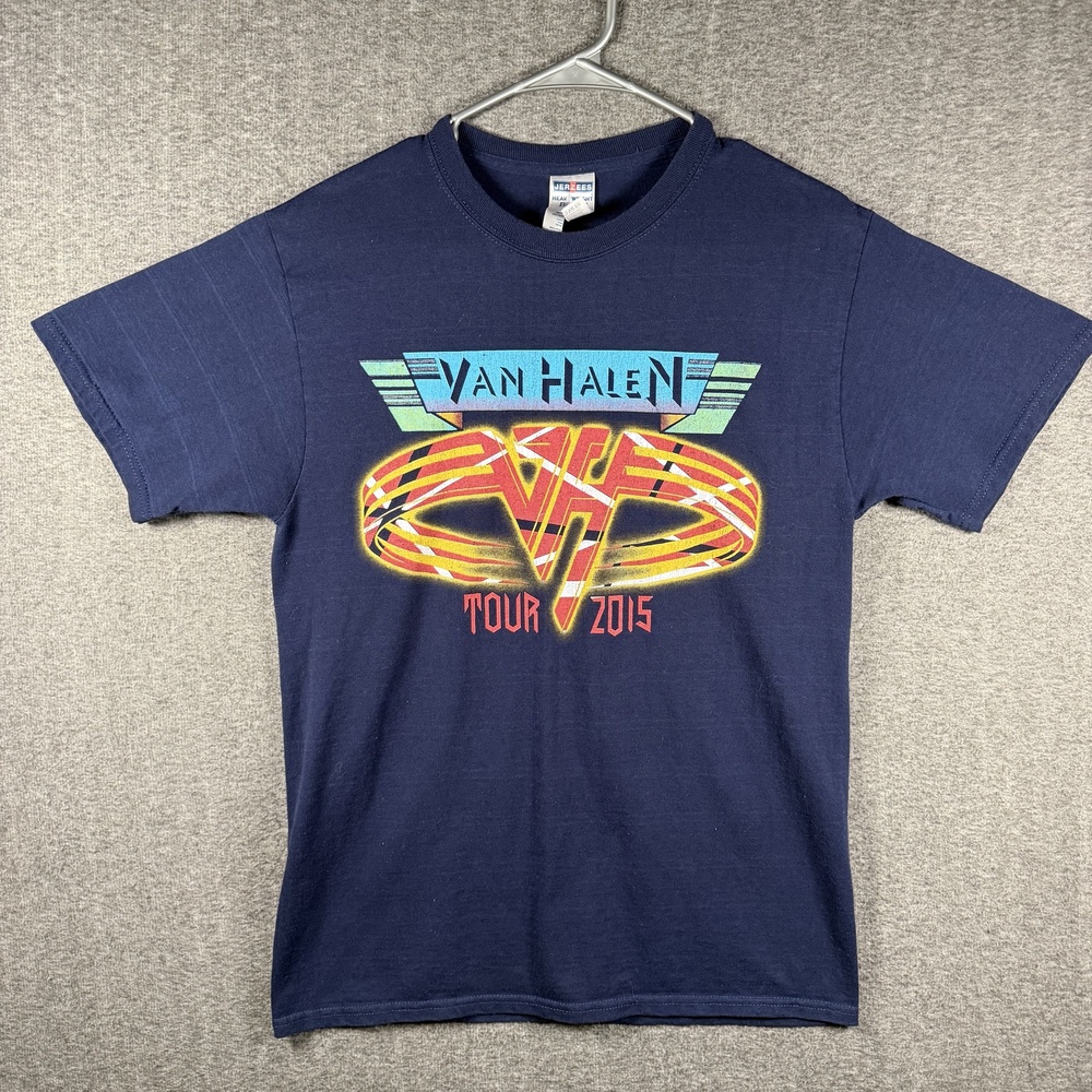 Van Halen 2015 Tour T Shirt Mens Medium Navy Blue Concert Rock Band Double Sided